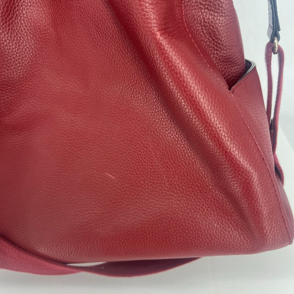 Kate Spade Filipa Pebbled Leather Duffle Overnight Weekend Bag Burgundy - Picture 14 of 17